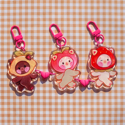 Fruit Kitty Friendship Keychains