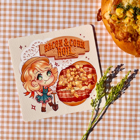 Bacon & Corn Roll Chibi Mini Art Print