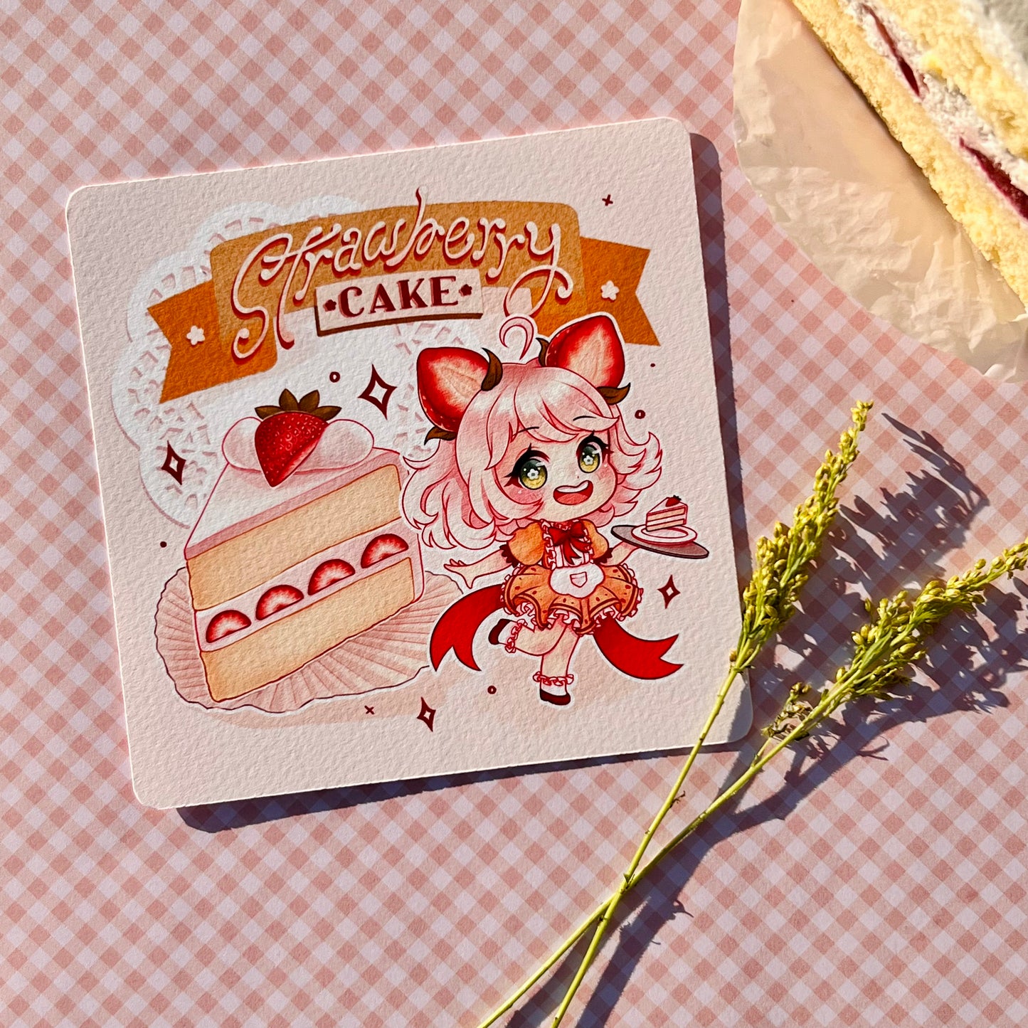 Strawberry Cake Chibi Mini Art Print