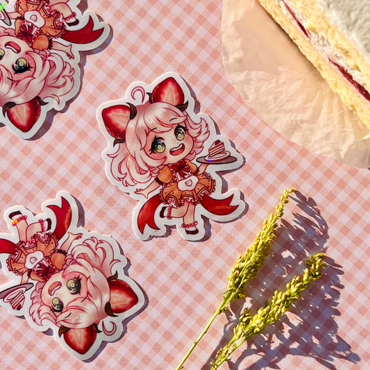 Chibi Strawberry Cake Vinyl Sticker