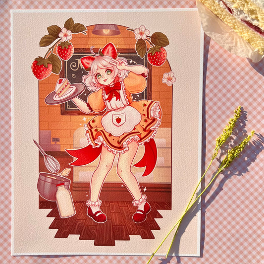 Strawberry Cake Art Print